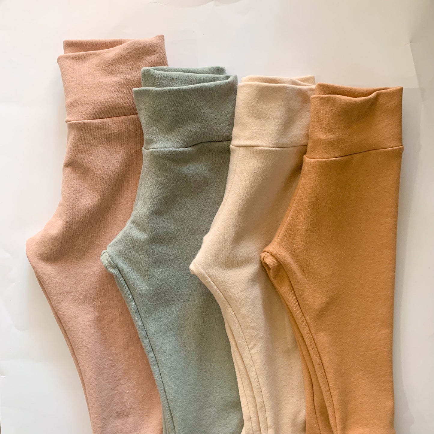 Rose Clay, Pistachio, Oatmeal, Toast Cotton/Spandex French Terry Leggings